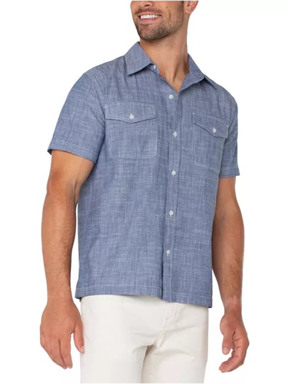 Liverpool Los Angeles Men's short sleeve button up chambray shirt